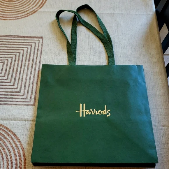 Harrods green shopping bag 10 x 10 square